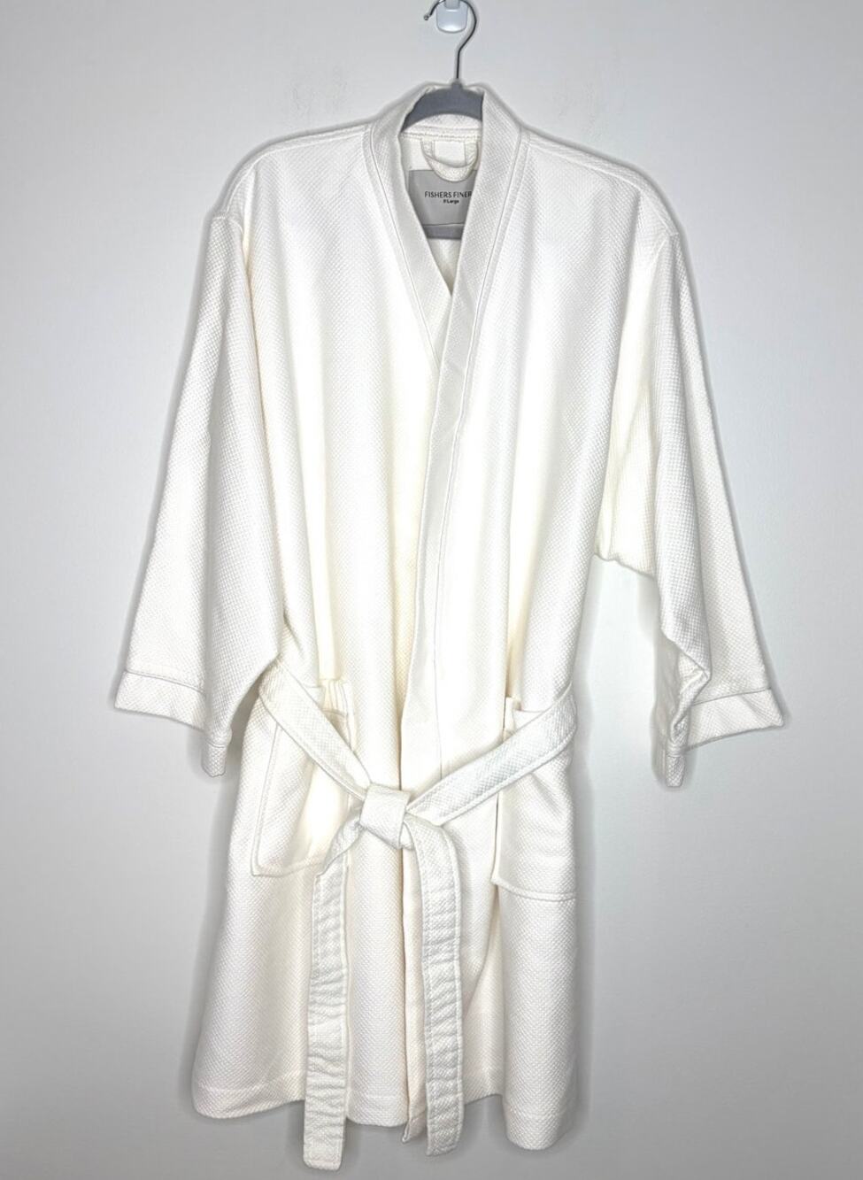 Fishers Finery Women's Waffle Kimono Resort Spa Robe Sz XL White Cozy Lougewear